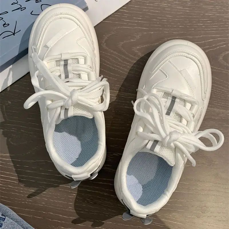 SHANPA Kawaii Rabbit Ears Decorative White Shoes Korean Fashion 2022 Autumn New All-match Student Casual Cute Platform Shoes