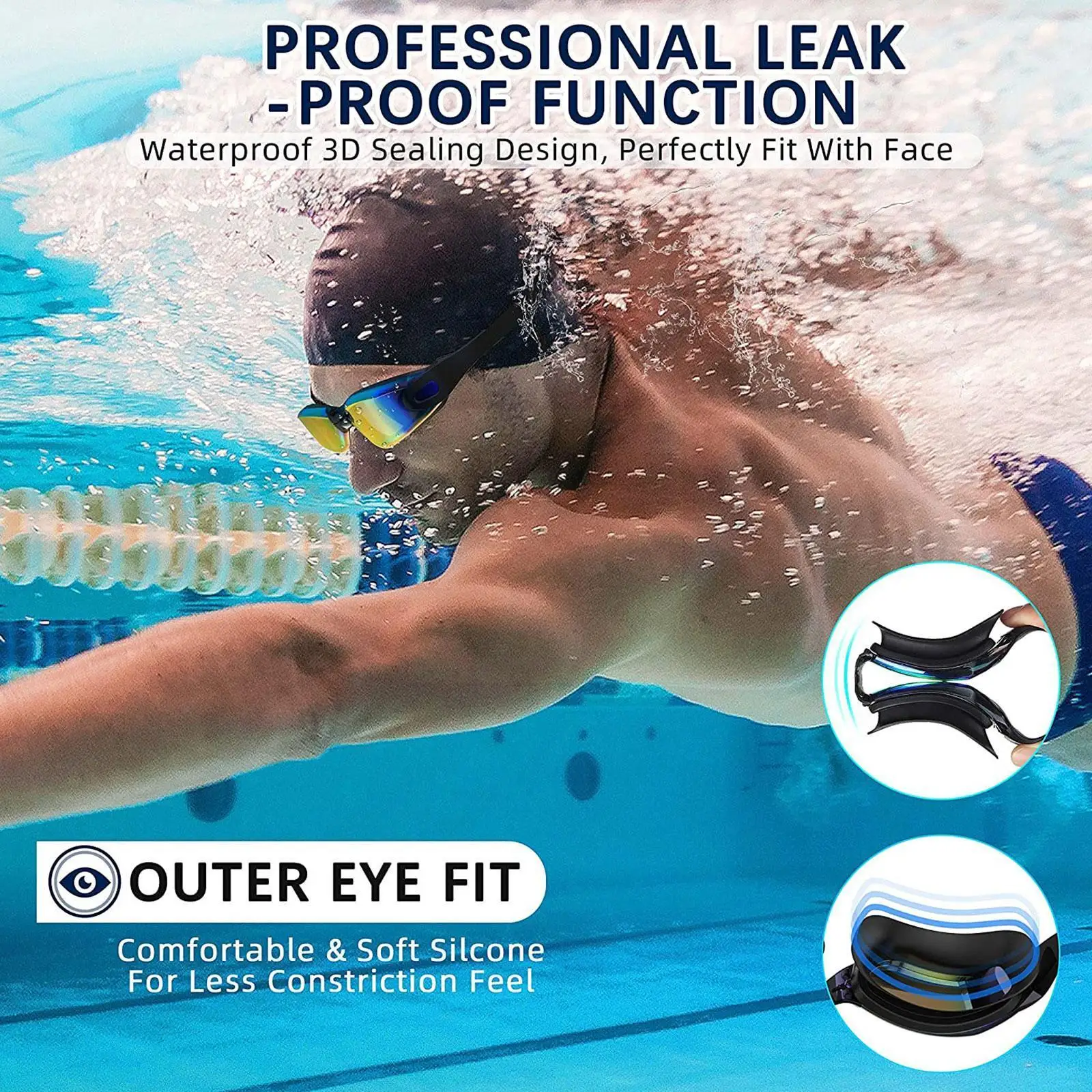 

Professional Swimming Goggles Swimming Glasses With Waterproof Nose Swimming Для Cap Adluts Плавания Silicone Earplugs Clip L6x7