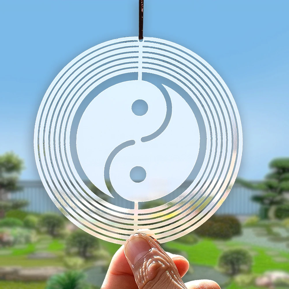 1 шт. Лазерная Гравировка 3D кулон для Тай Чи зеркальный вращающийся ветер Спиннер