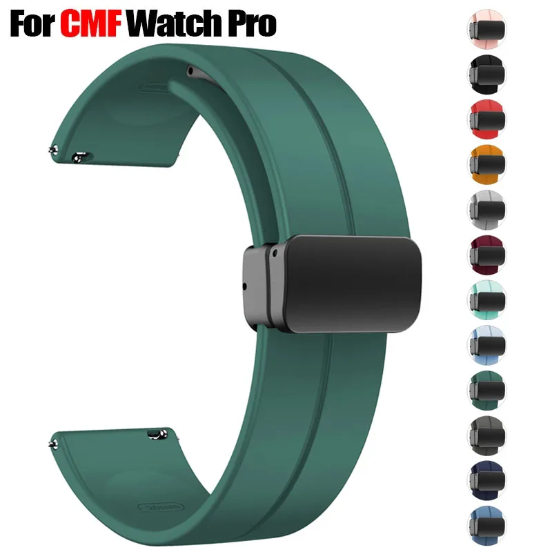 Ремешок силиконовый для CMF Watch Pro магнитный складной браслет с пряжкой