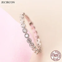 jecircon 100%925 sterling silver single row white zircon rings for women simple fashion wedding engagement jewelry accessories