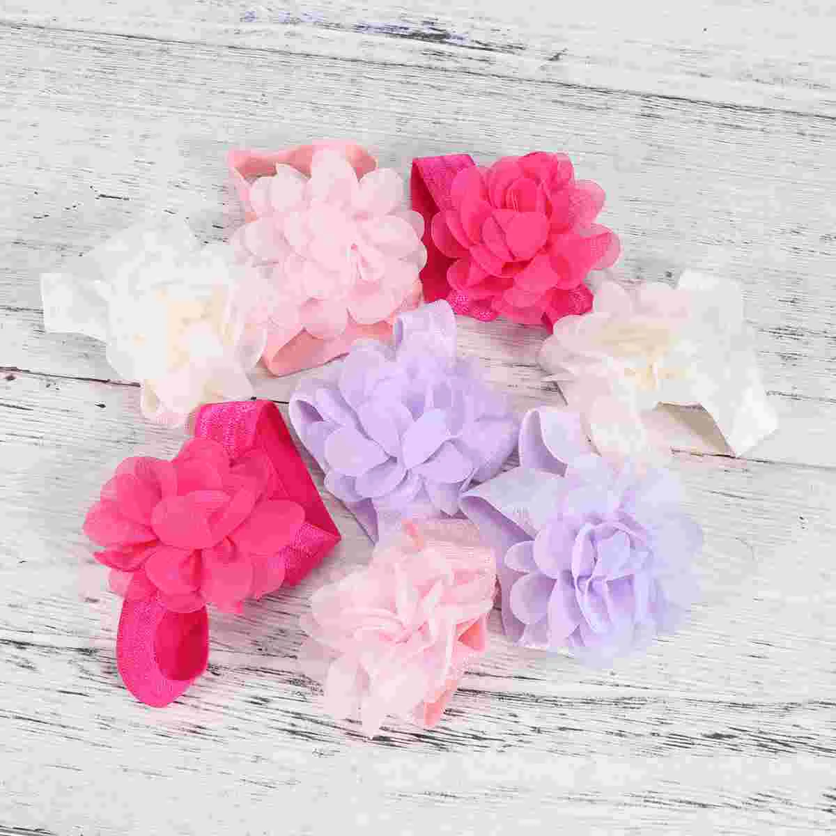 4 пары босиком для маленьких девочек сандалии с цветочным ремешком младенцев