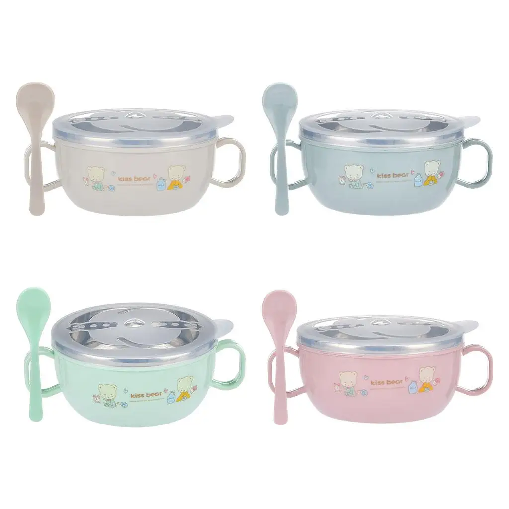 

Stainless Steel Double Ear Baby Bowl with Spoon for Boys Girls Toddlers
