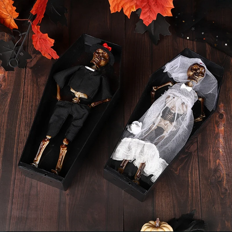 

Украшение на Хэллоуин, качающийся скелет, призрак с гроб, светящаяся электрическая игрушка, дом с привидениями, бар, Хэллоуин, простой в использовании