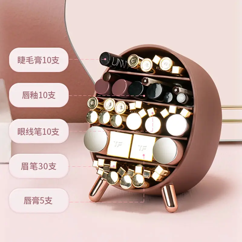 

Pink Round Lipstick Storage Box Dust-proof Desktop Cosmetic Box Cover Multi Finishing Lip Glaze Lipstick Rack Organizer Box