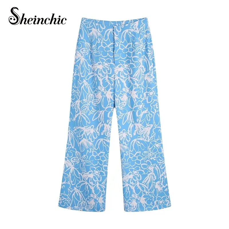 

Vintage Floral Printed Pantalones De Mujer 2022 Summer High Waist Slim Pants Women Korean Fashion Trousers