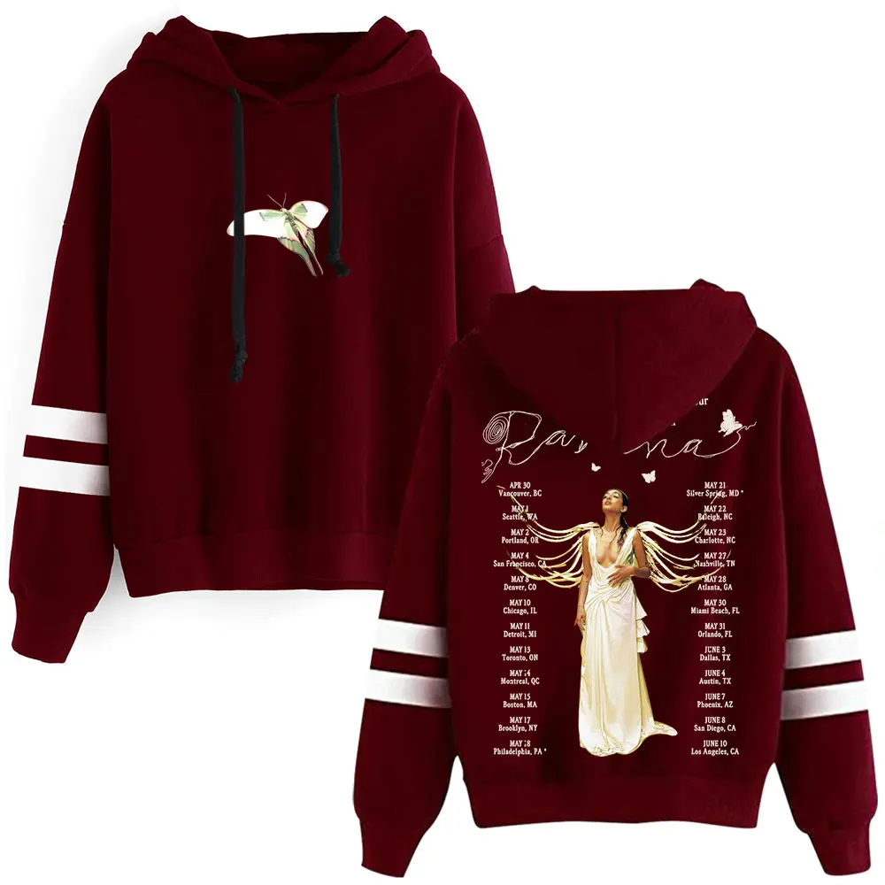 Фото Raveena Where The Butterflies Tour In The Rain 2025 Merch Пуловеры с капюшоном без карманов с рукавами с параллельными перекладинами Уличная одежда №4