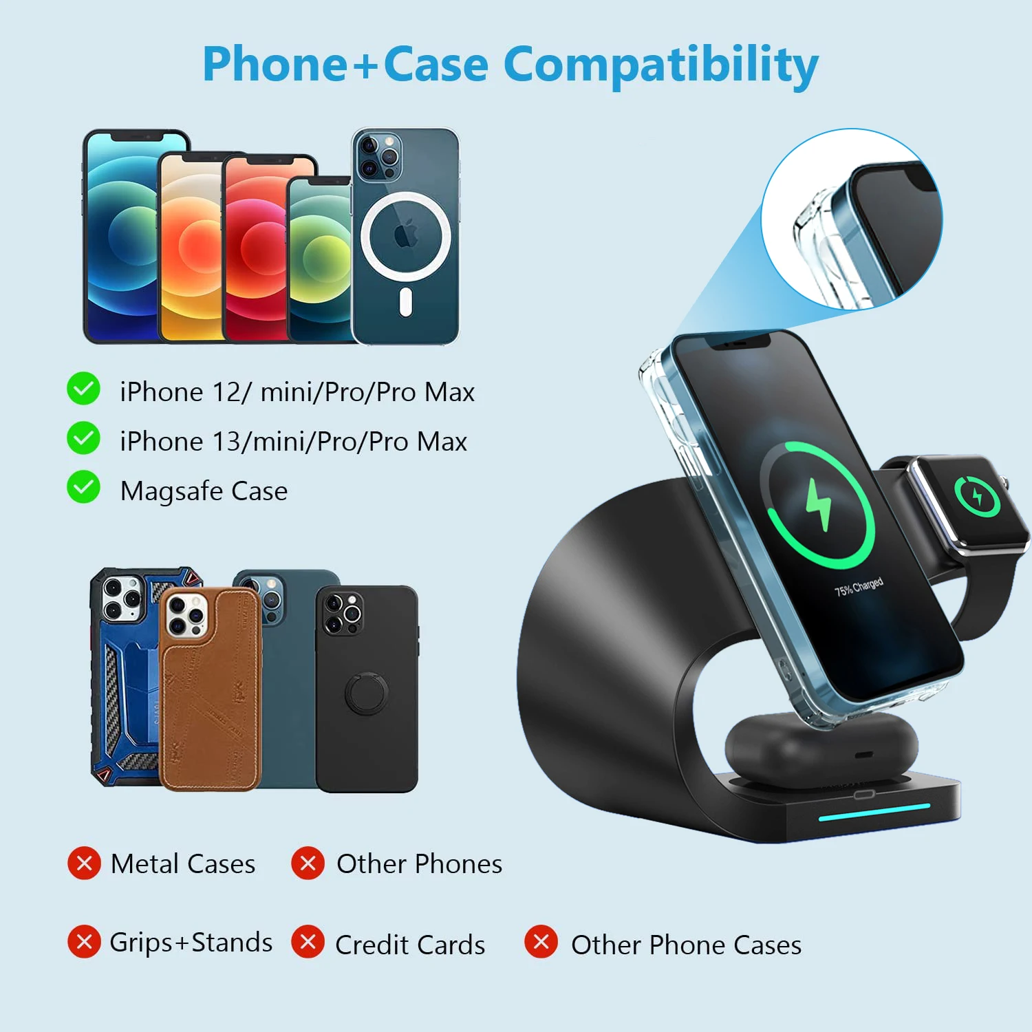 20w wireless charger 4 in 1 magnetic qi fast charging dock station for airpods pro apple watch 6 5 4 3 2 iphone 12 13 pro max free global shipping