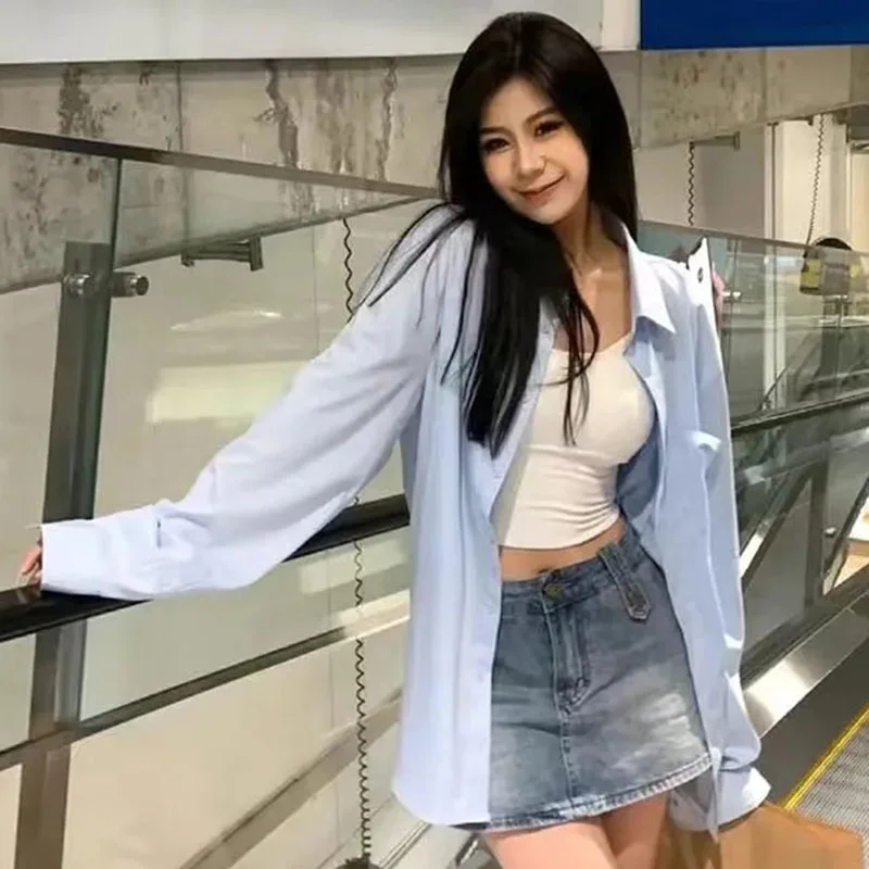 2024 женские солнцезащитные рубашки топы пальто женский новый кардиган с длинными