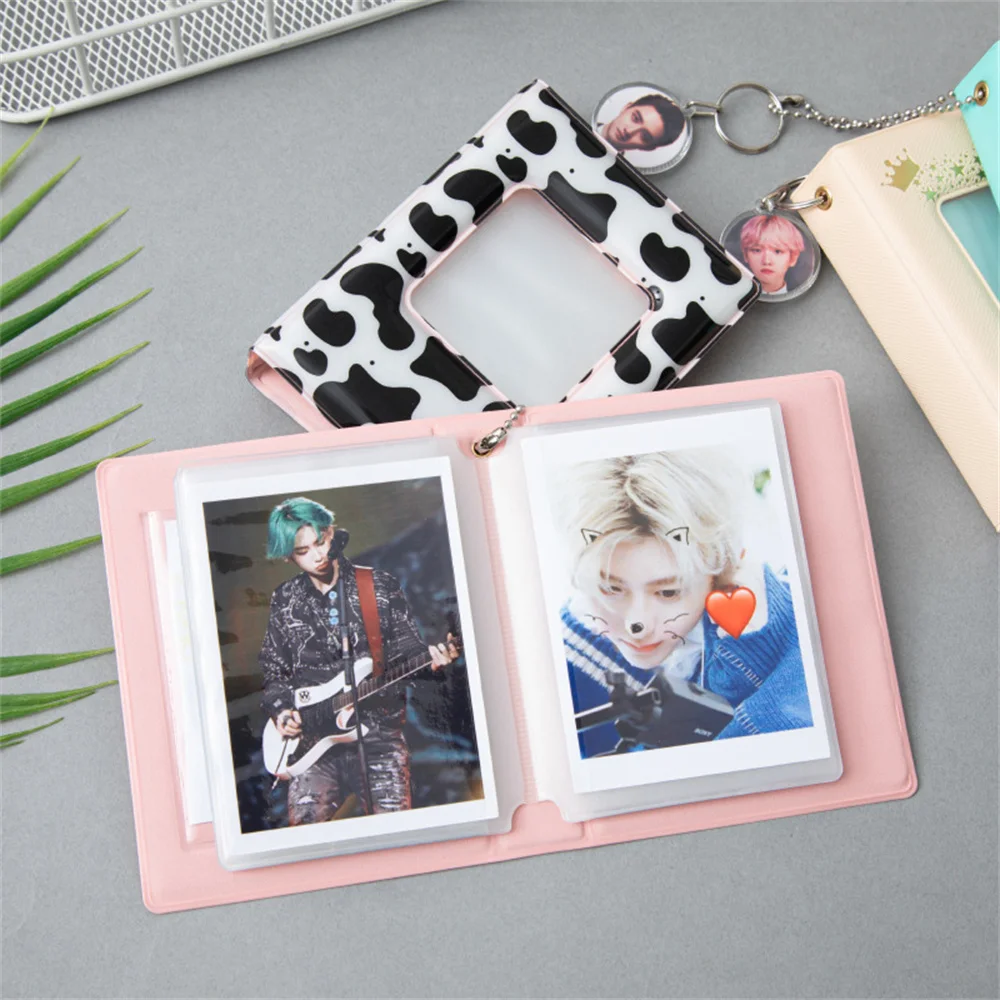 

Mini Photo Album 3 Inch 32 Pockets Card Holder PVC Cute Cartoon for Picture Storage Portable Key Chain Photocard Card Binder