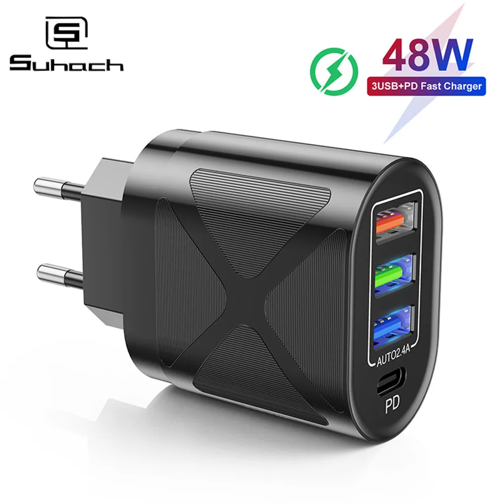 Сетевое зарядное устройство с 3 USB-портами и поддержкой быстрой зарядки 48 Вт |