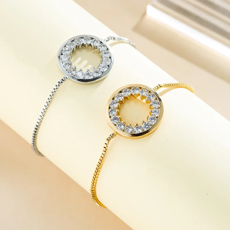 

New Creative Circle Bracelet Fashion Trend Ggirls Elegant Refined High Quality AAA Zircon Fashion Party Gold-Plated Jewelry