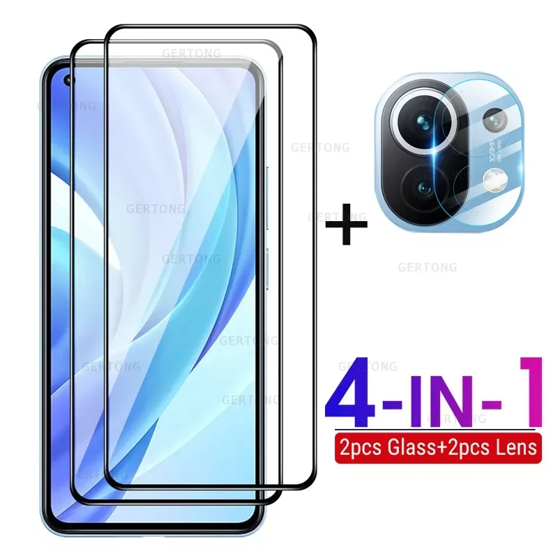 

For Xiaomi Mi 11 Lite Glass For Mi 11 Lite Protective Glass Full Cover HD Lens Screen Protector For Xiaomi Mi 11 Lite 10S Glass