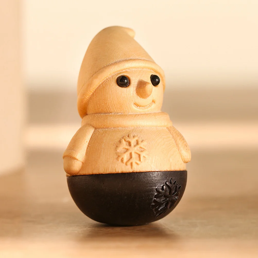 

Christmas Snowman Wooden Tumbler Model Toy Funny Desktop Ornament Stress Relief Children Collection Birthday Gift
