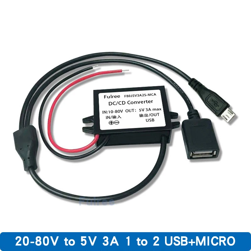 mini micro 2 usb 12v 24v 36v 48v 20v 80v to 5v 3a dc dc step down power converter double usb car charger dual output adapter free global shipping