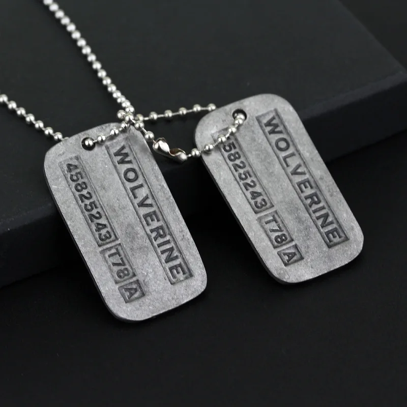 

New Logan Hugh Jackman X Men Necklace Dog Tag Army Military Dog Tag Pendant Vintage Silver Color Movie Jewelry Men Wholesale