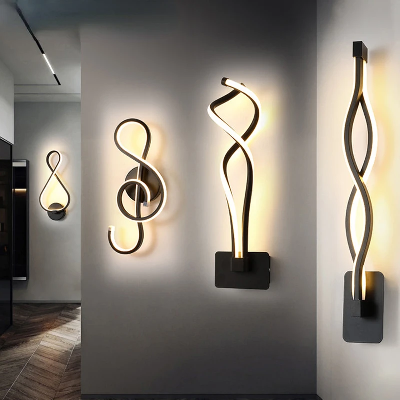 

Minimalist Wall Lamps Living Room Bedroom Bedside Luster AC90V-260V LED Indoor black white Lamp Aisle Lighting decoration