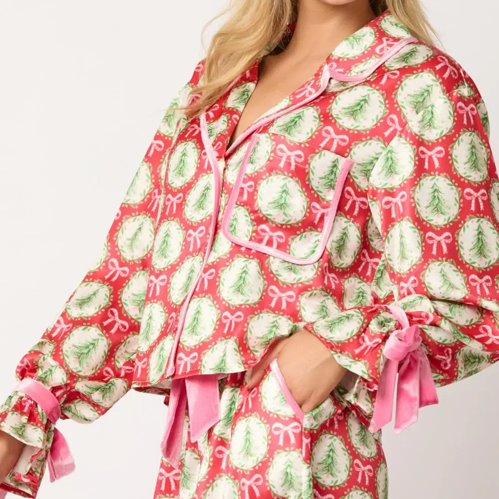 Рождественские пижамы с принтом Санта-Клауса ночные рубашки отложным воротником