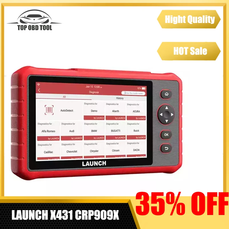 

LAUNCH X431 CRP909X OBD2 Scanner Supporte All Full System ECU DPF TPMS Automotive Code Reader Tools auto Car Diagnostic Tool