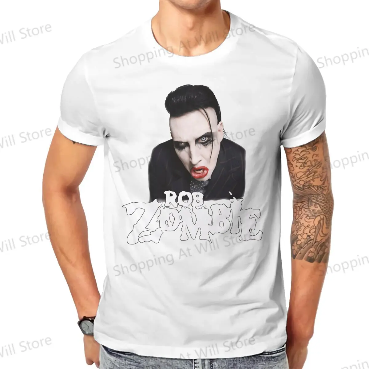 Hot selling in Summer men's and women's casual T-shirts Rob Zombie - Marilyn Manson top Street Clothing S-6XL