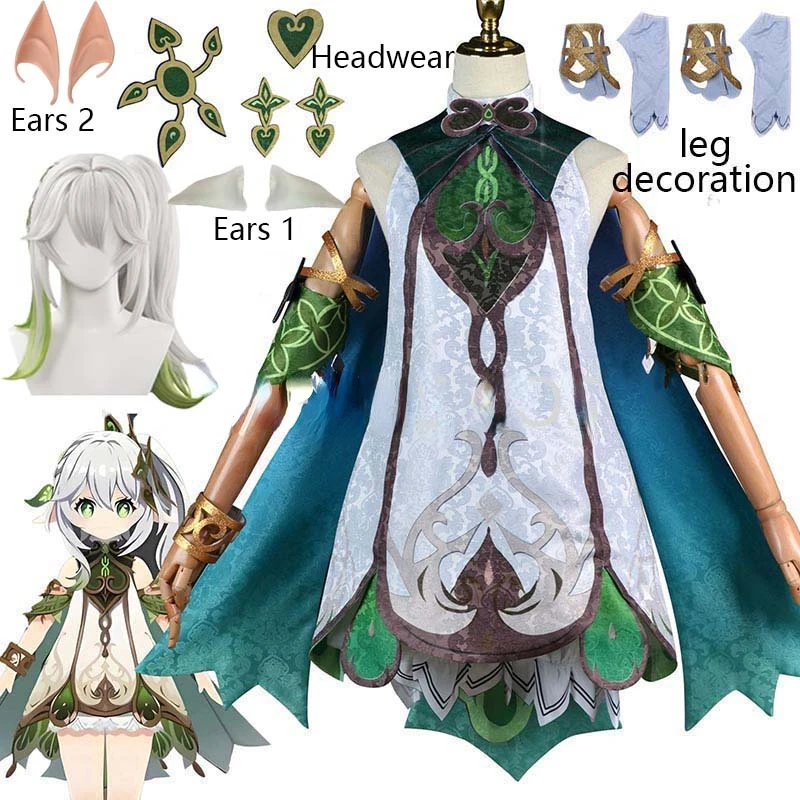 

Game Genshin Impact Nahida Cosplay Costume Lesser Lord Kusanali Full Set Include Dress Ears Wig Role Play Outfits Comics Show