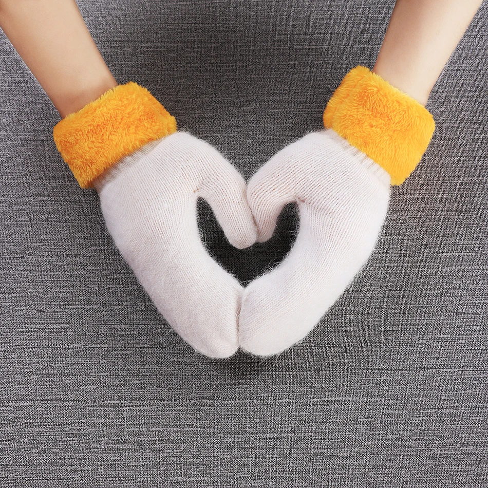 

Unisex Warm Soft Plush Children Gloves Winter 1 pair of Boys Girls Knitting Full Finger Hand Cold Protection Mitten