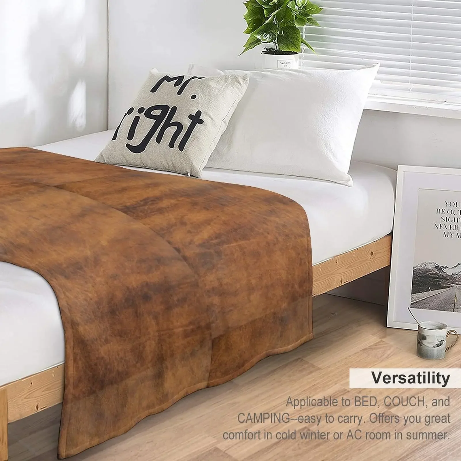 Коричневая старая Кожа | Этическое одеяло из воловьей кожи для сна