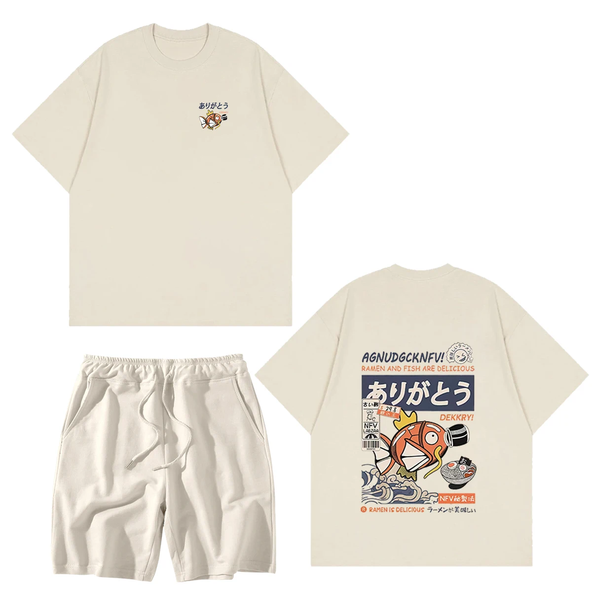 

2023 New Sportswear Men's Designer Shirt Set Summer Sportswear Top and Shorts Japanese Octopus Short Sleeve Print