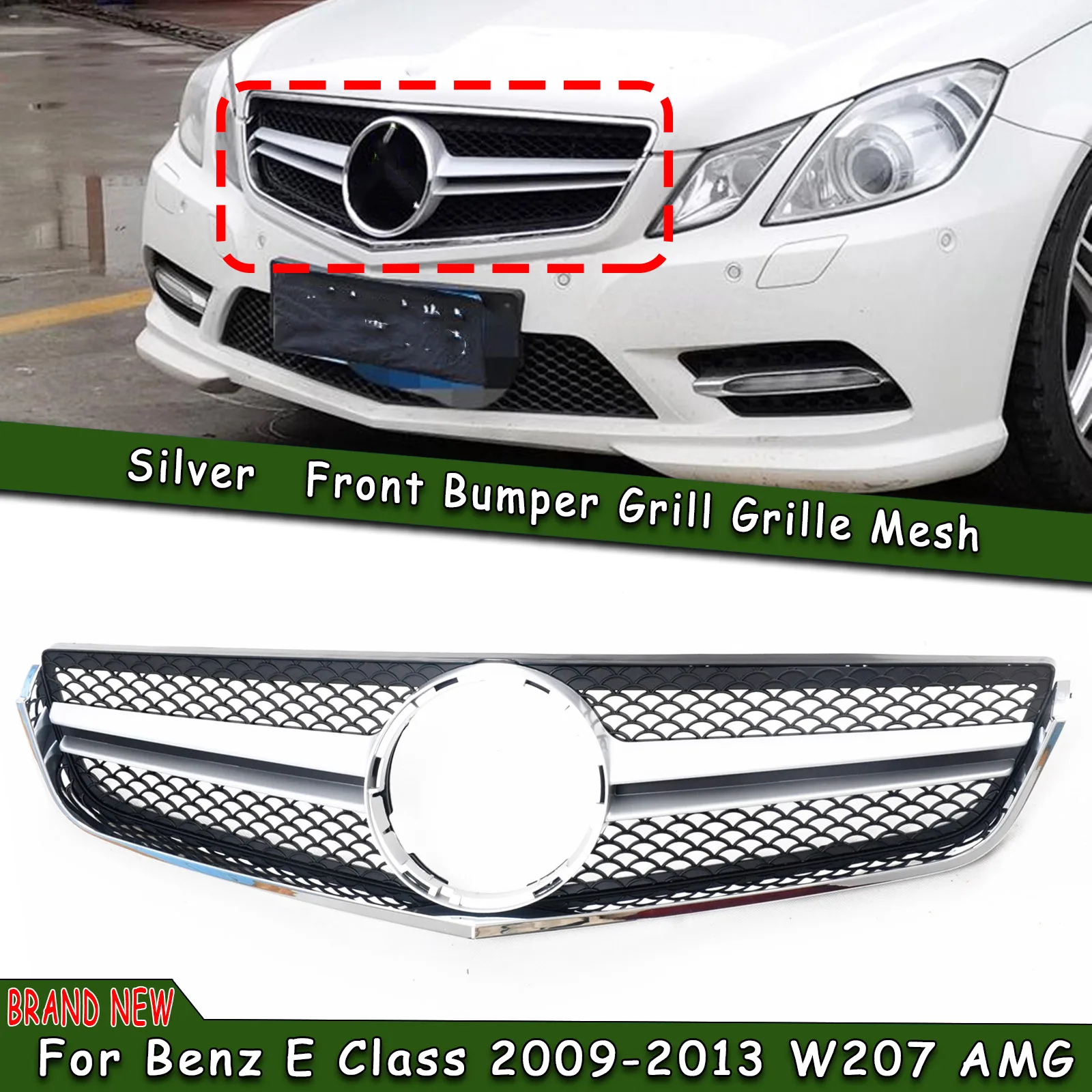 

Car Front Grille Grill Upper Replacement Bumper Hood Mesh Grid Auto Accessories For Mercedes Benz E Coupe W207 AMG 2009-2013