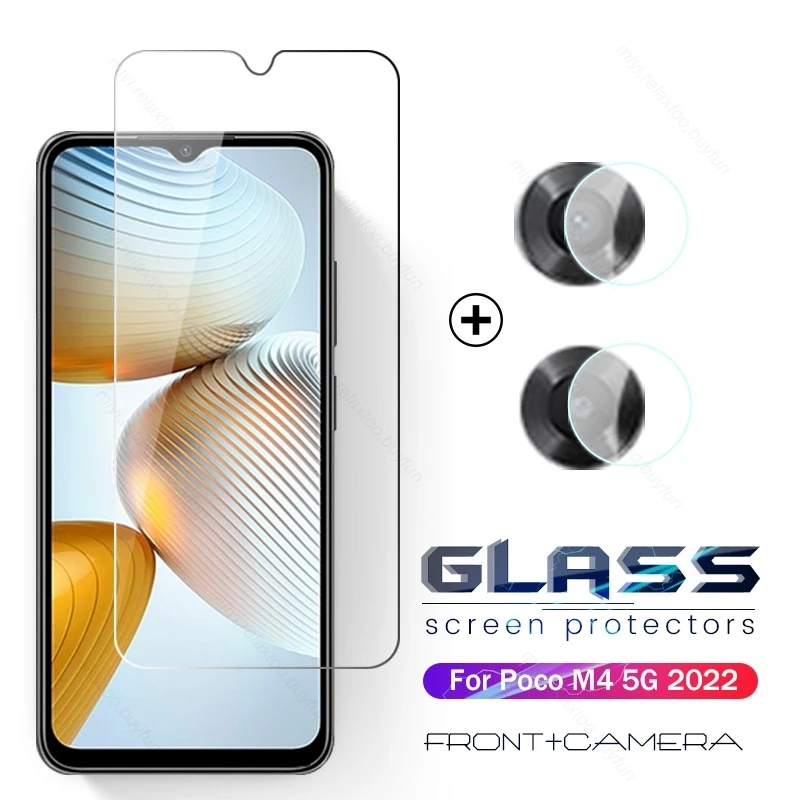 

Защитное стекло PocoM4 для камеры 2-1, для Xiaomi Poco M4, 22041219P, 6,58 дюйма, Защитная пленка для экрана Little Poko M 4