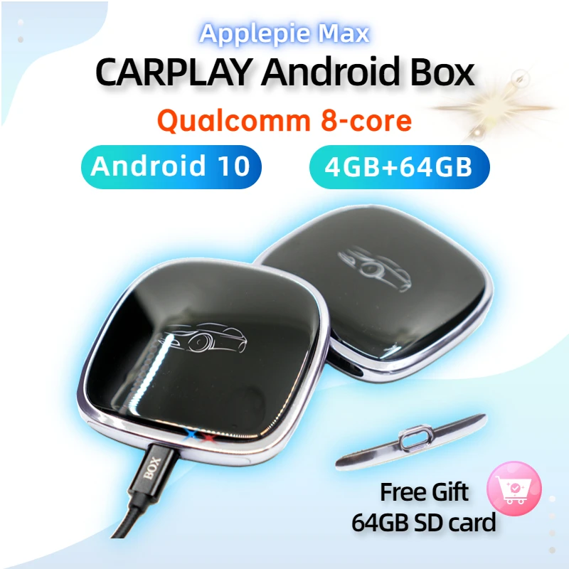 

Ai Box CarPlay (10,0) беспроводной Android автоматический и беспроводной CarPlay 4 Гб + 64 ГБ, 8 ядер, поддержка YouTube, Spotify и т. д.