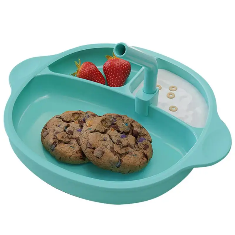 

Toddler Feeding Divided Bowl Silicone Suction Bowl With 3 Compartments Dishwasher Safe Led Weaning Supplies Heatproof Bowl For
