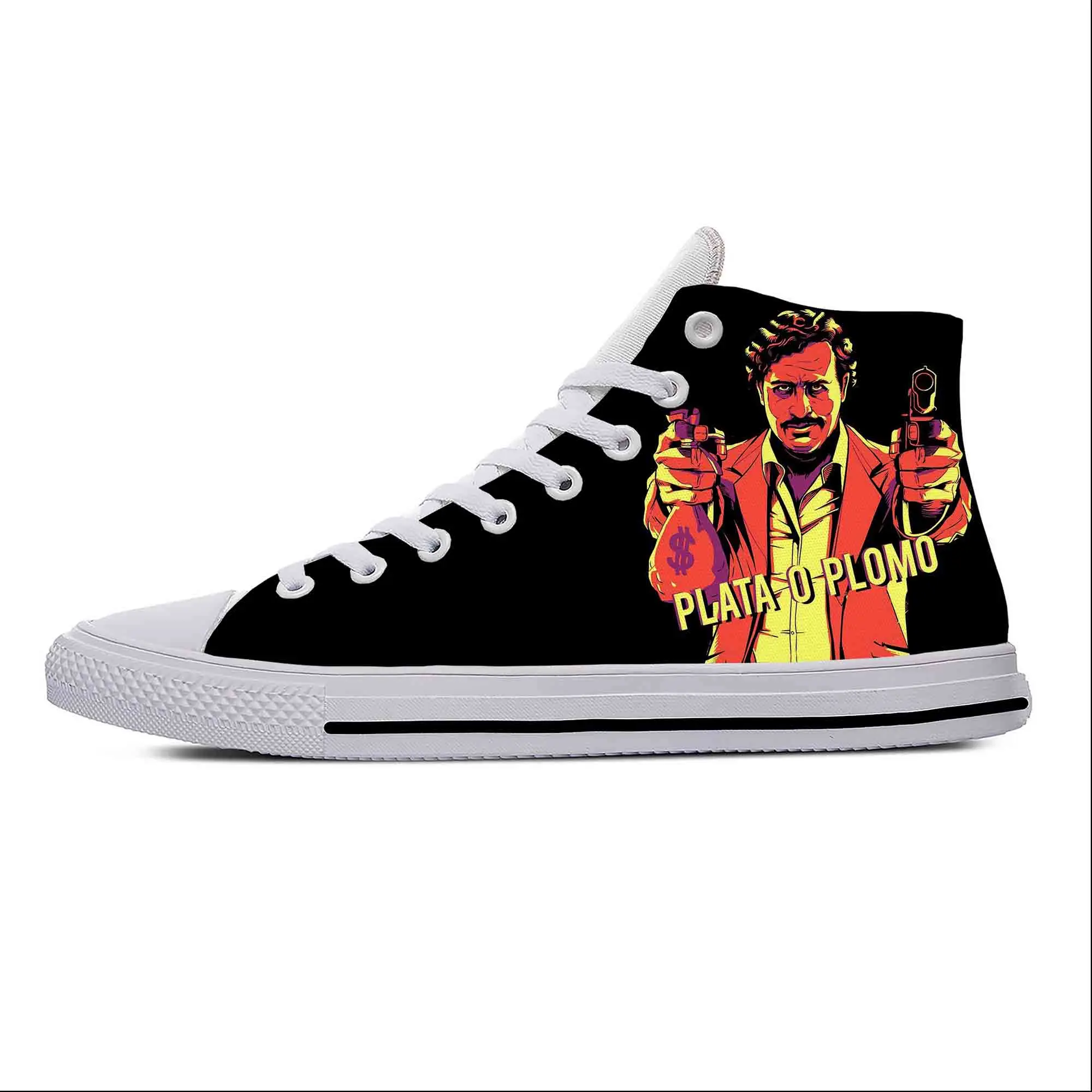 

Hot Summer Anime Cartoon Manga Narcos Pablo Escobar Casual Shoes High Top Lightweight Board Shoes Breathable Men Women Sneakers