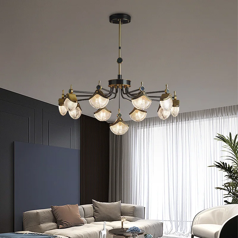 Nordic LED Ceiling Lamp Modern Copper Chandeliers for Bedroom Living Room shell Design Home Decor Lighting Fixture