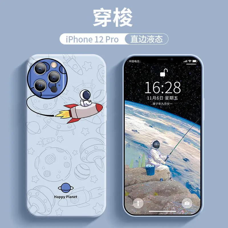 

Cartoon Astronaut Phone Case for iPhone 13 13Pro 12 12Pro 11 Pro X XS Max XR 7 8 Plus SE Anti-Fall Soft Protective Covers