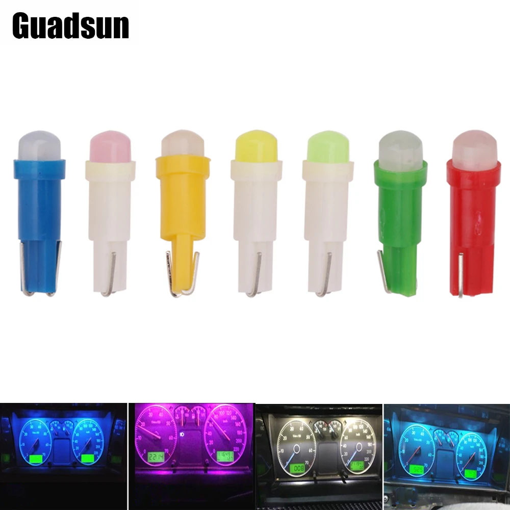 

Guadsun 10PCS Instrument Lights Led Car Light Bulb T5 1SMD 3D Astigmatism COB Instrument Light Makeup Light Indicator