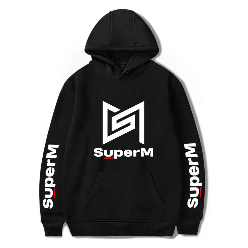 

Kpop Super M all Member Names Printing Hooded Pullover Hoodies Fashion Unisex SuperM Loose Sweatshirt Casual Harajuku Tops