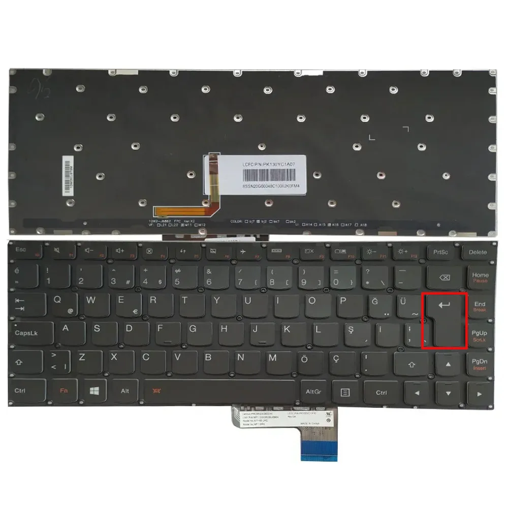 Клавиатура для ноутбука с подсветкой для Lenovo Yoga 700-14ISK 80QD 500s-13isk E31-70 Yoga2 13
