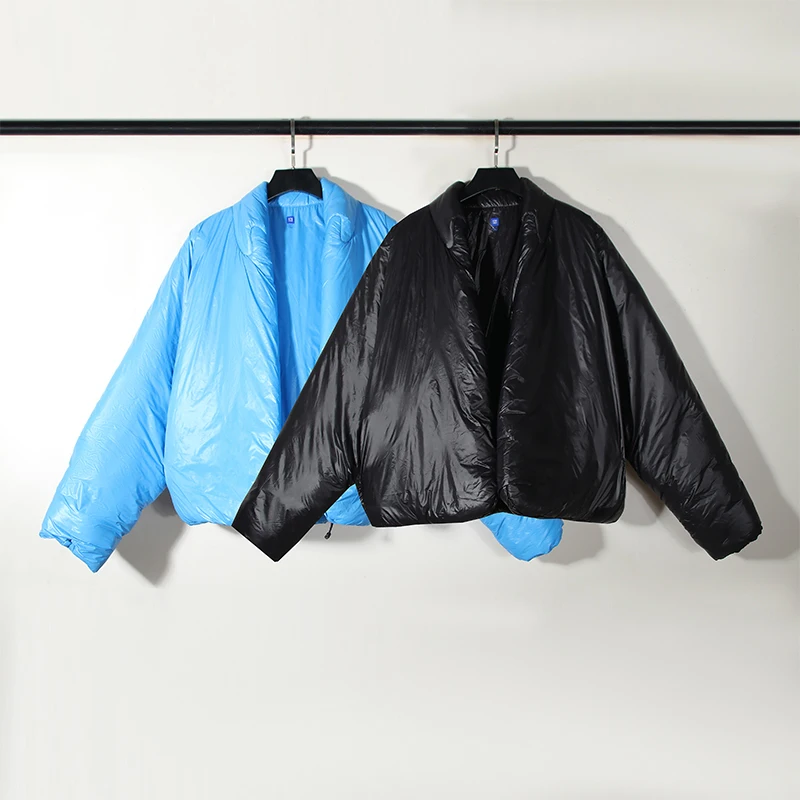 Fall Winter Warm Kanye Blue Black Down Cotton Jacket Casual Men Women Urban Functional Windbreaker Cloth Cotton Jacket