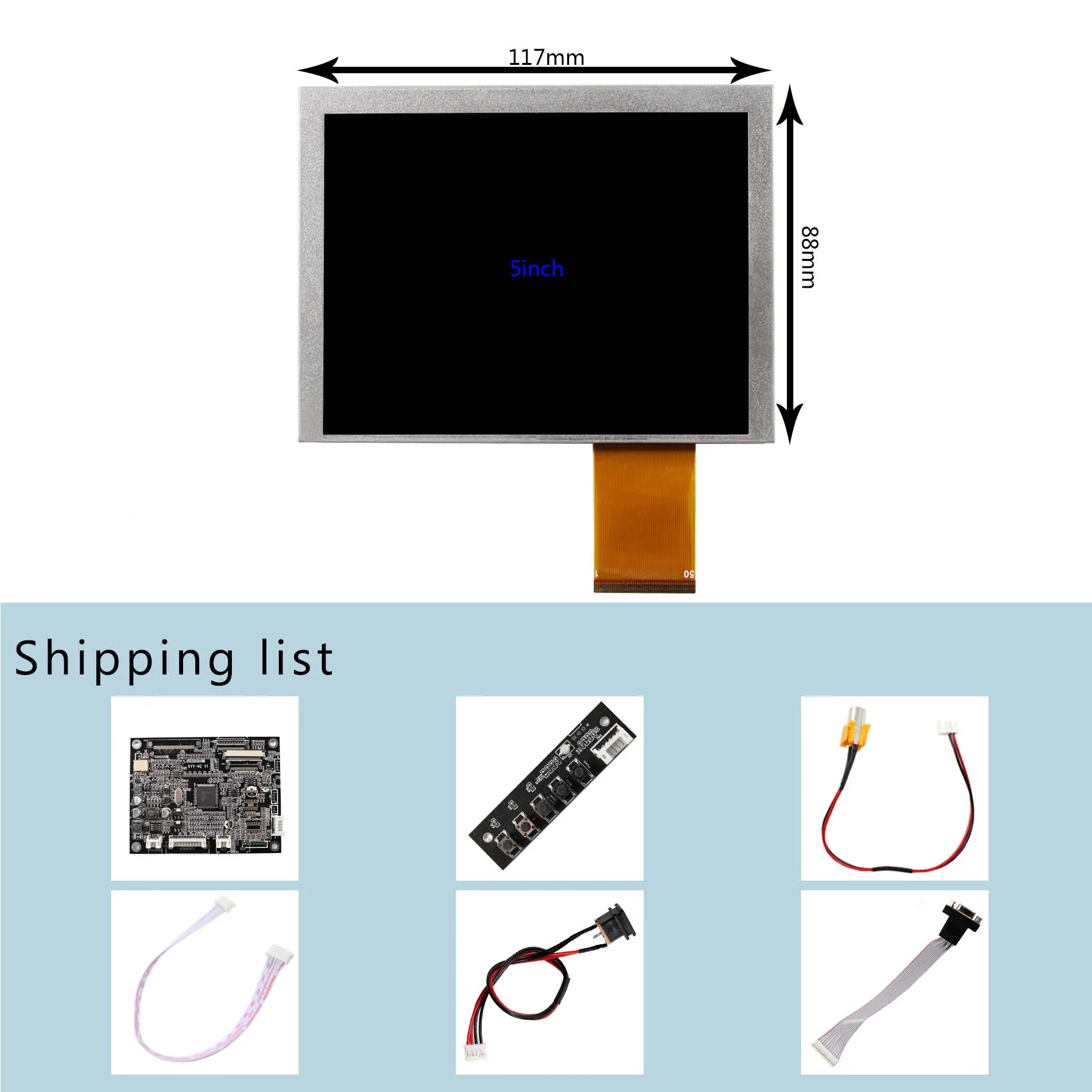 VSDISPLAY VGA AV LCD Board 5 дюймовый TTL AT050TN22 640X48 0 цифровой экран приложения видео дверной