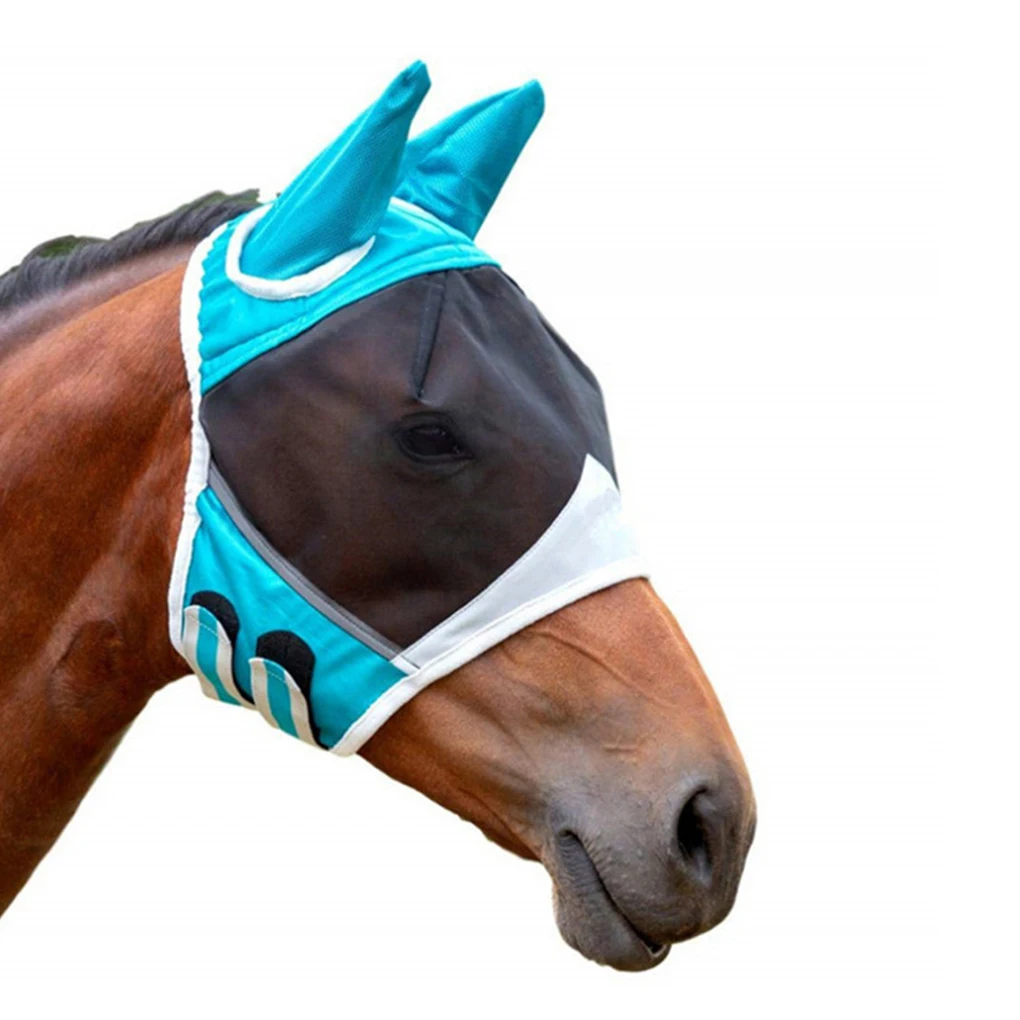 

Breathable And Safe Fly Mask For Horses - Horse With Ease Protection Stylish Horses Accessories blue S
