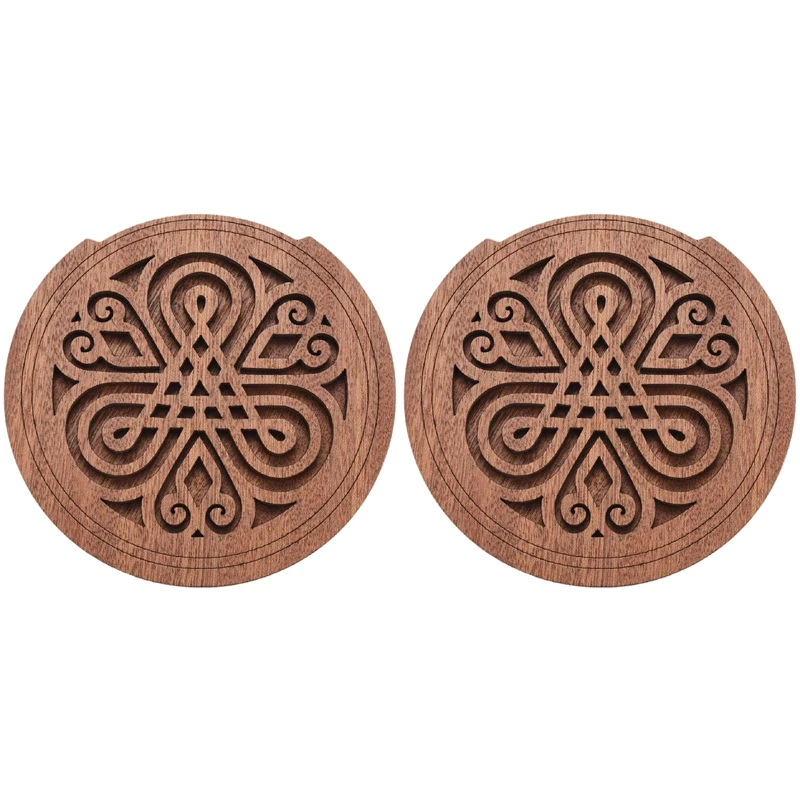 

2X Guitar Wooden Soundhole Sound Hole Cover Block Feedback Buffer Mahogany Wood For EQ Acoustic Folk Guitars NO.7