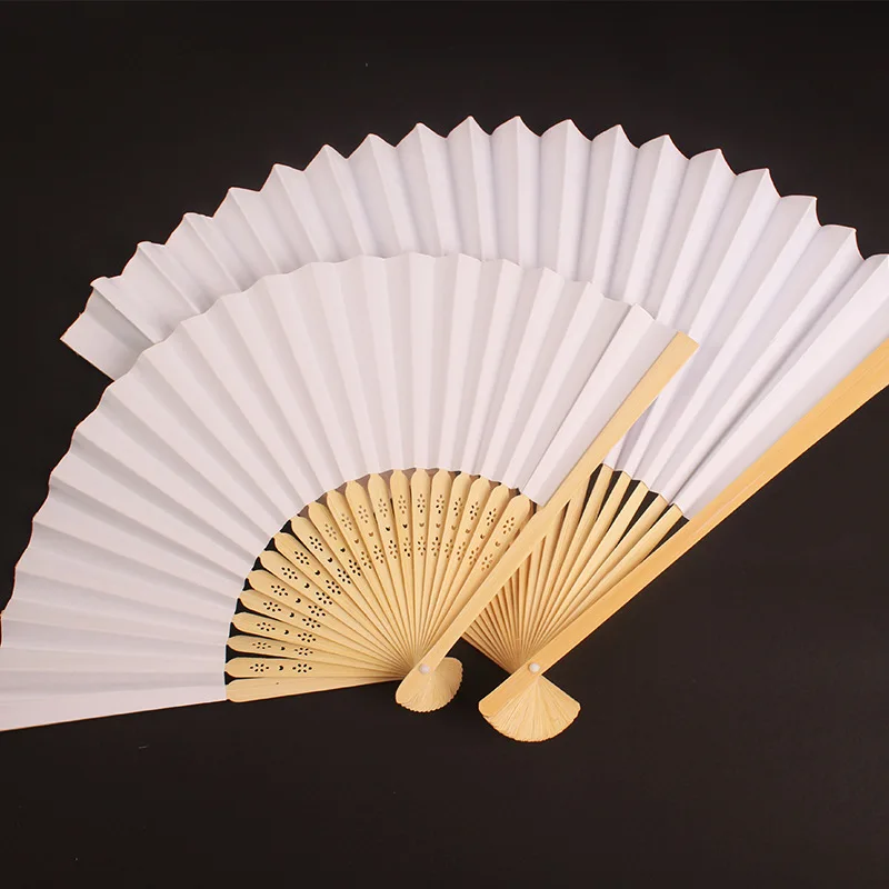 

30 pcs/each hand-painted foldable paper fan portable party wedding supplies hand dance fan gift Chinese decoration 21cm (white)
