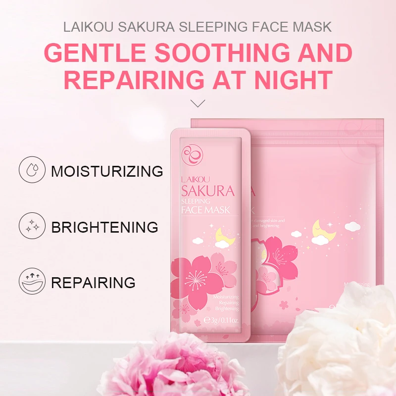 

15 Pcs LAIKOU Face Sleeping Mask Janpan Sakura Blossom Moisturizing Essence Skin Care Repair Damaged Skin Keep Brightening