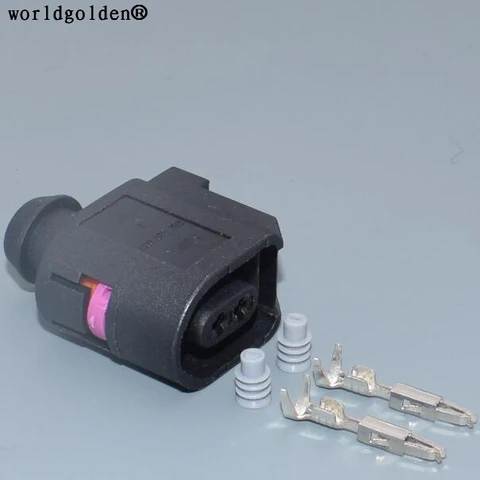Worldgolden 2 Pin 1.5mm Sealed Rear ABS Sensor Connector Plug Wiring For VW Audi Phaeton 6E0 973 702