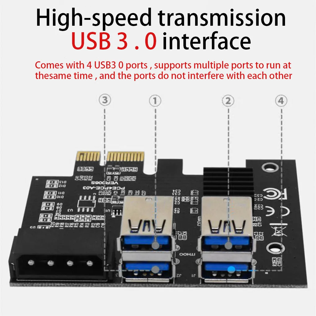 

Компьютерный PCI-E 1X адаптер для настольного ПК 1 к 4 расширитель скорости PCI-express сплиттер Расширительная карта аксессуары