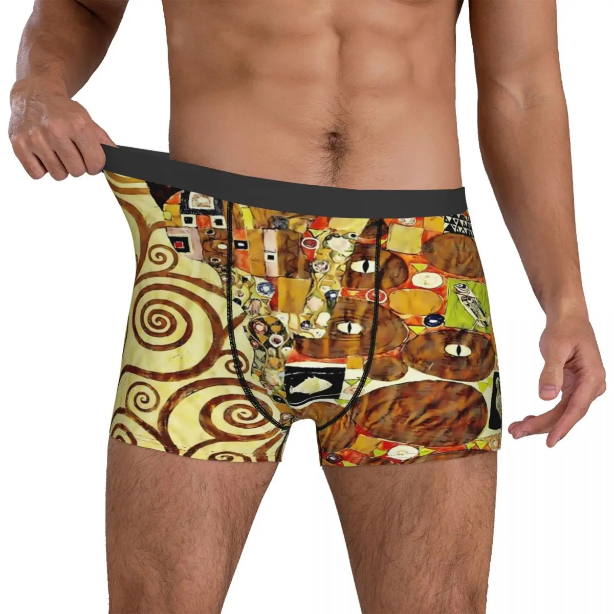 

Мужские трусы-боксеры Gustav Klimt, удобные трусы-боксеры с деревьями жизни, индивидуальное нижнее белье