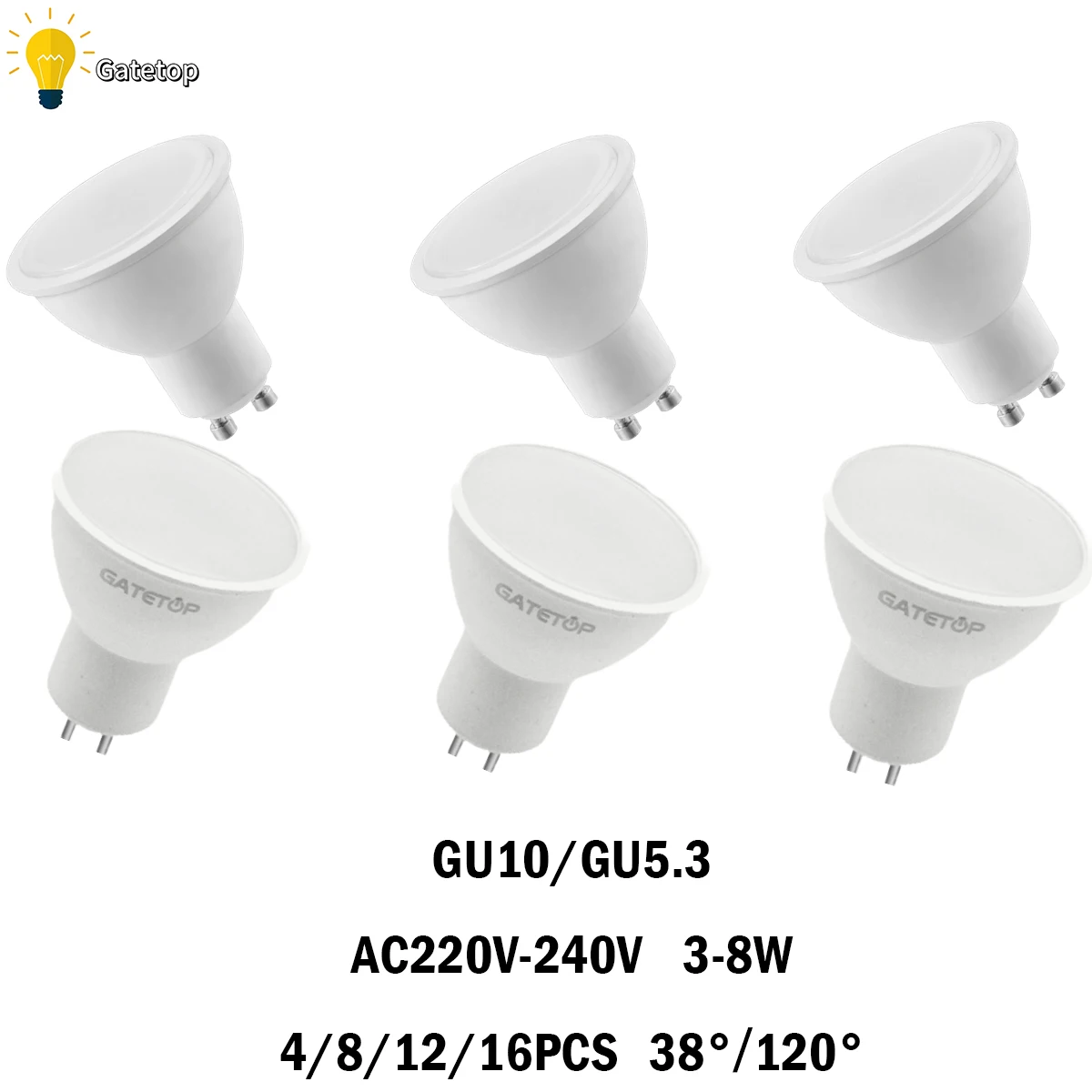 

LED Spotlight GU10/GU5.3 AC220V 3-8W High Lumen No Flicker 3000K/4000K/6000K Replace 20W/50W Halogen Lamp for Interiors Lighting