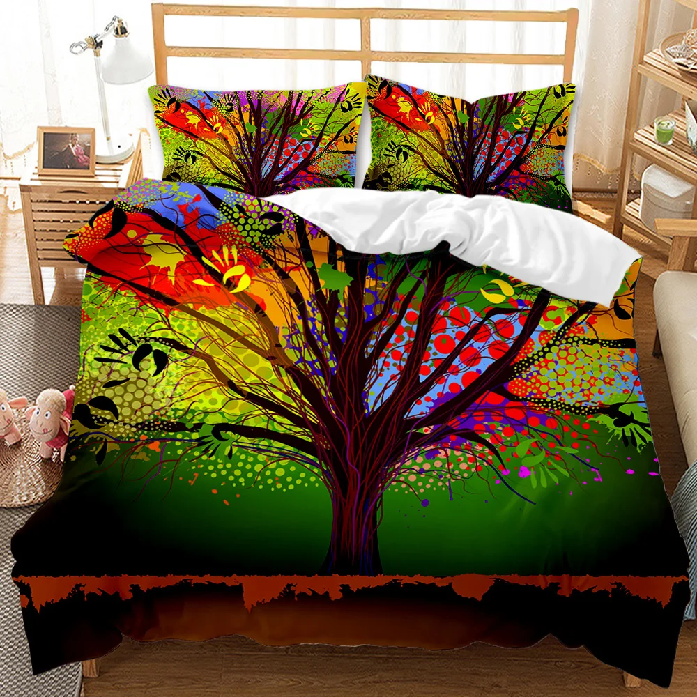 

Tree Duvet Cover Bohemian Forest Happiness Tree Comforter Cover Bedding Set Twin Double Queen King Size Polyester Qulit Cover