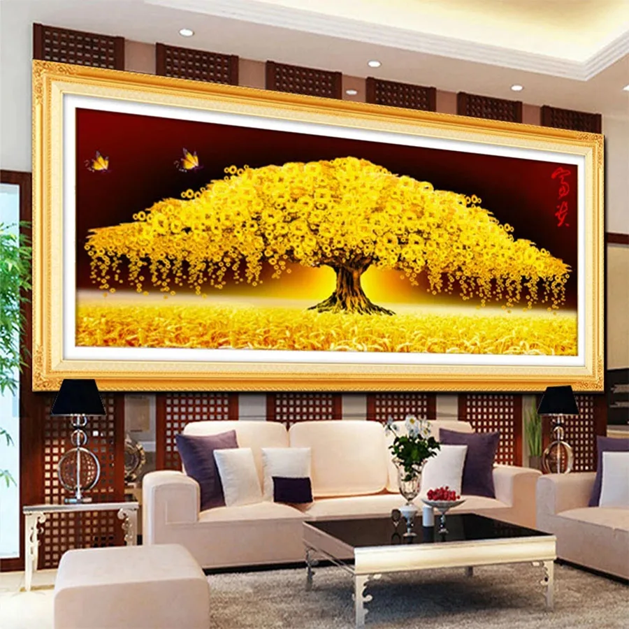 Богатые счастливые деньги дерево Алмазная картина 5D Diy Полная квадратная круглая